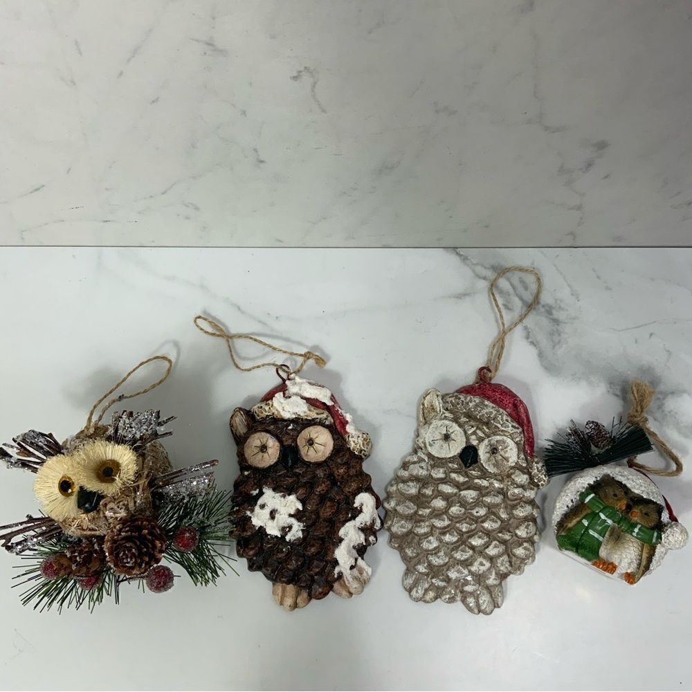 Lot of 4 Owl Christmas Tree Ornaments
